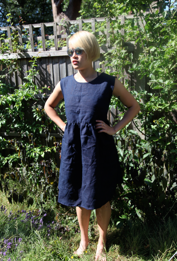 Sleeveless Summer Navy Dress Tutorial – the thread