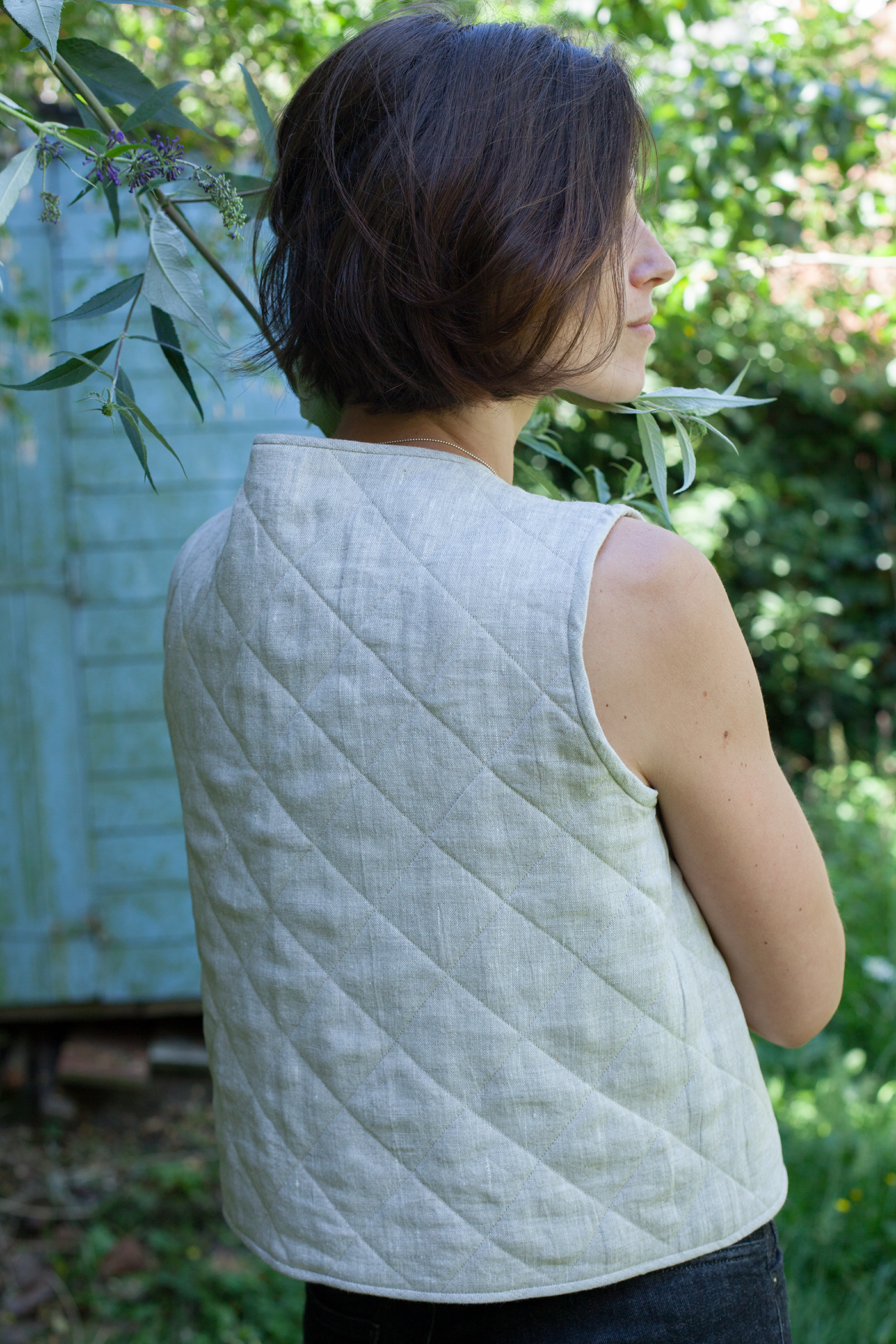 Quilted Lined Ribless Tapestry Vest