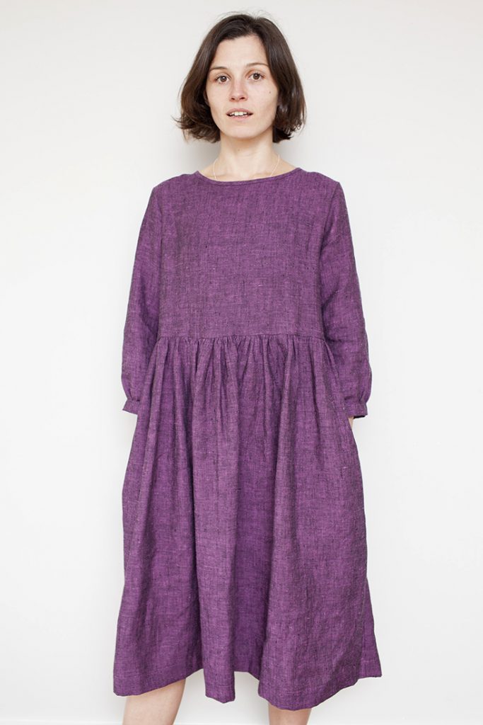 Linen Gathered Tie Back Dress Tutorial the thread