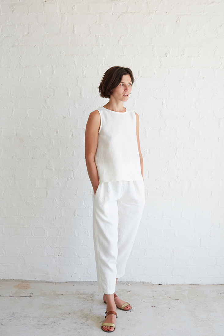 White Linen Top for Women, Linen Crop Top, Linen Tank Top, Linen