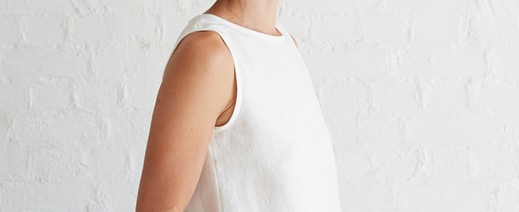 white linen tank dress