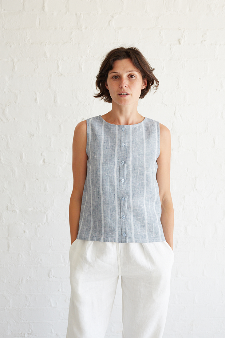 Pattern Hack: Turn a Simple Tank into a Button-Down Top Tutorial