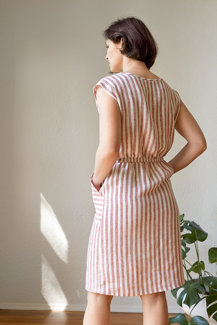 french curve linen dress