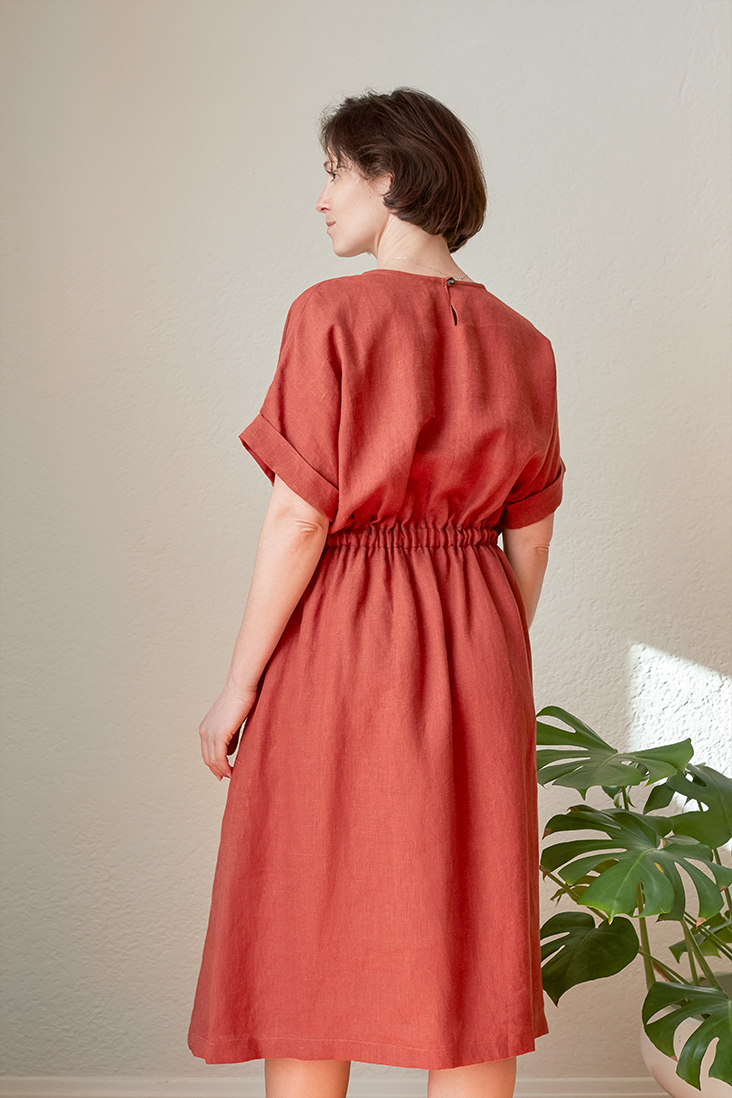 terracotta linen dress