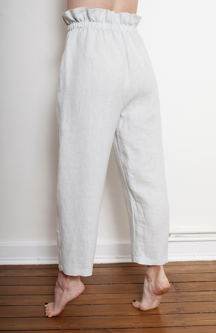 Buy How When Wear Beige Linen Stripe Paperbag Trousers online