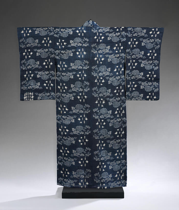 Cotton hemp Shimofuri, Indigo cotton linen fabric, Japan Aizome