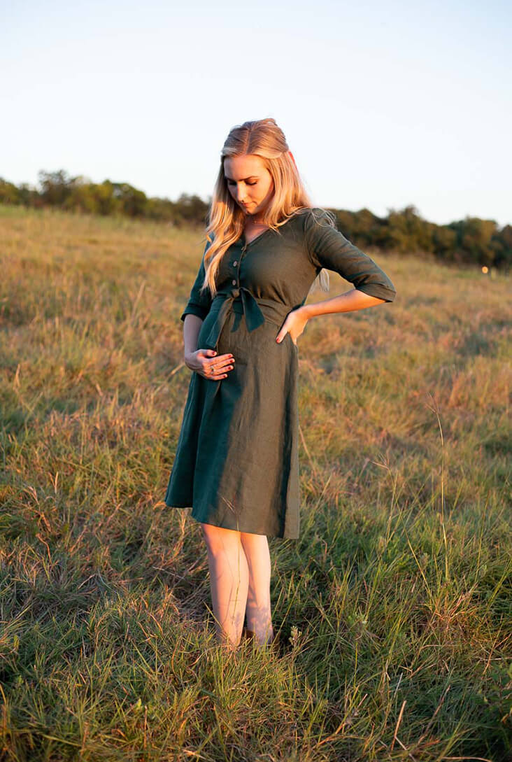 MAMA Before & After Pregnancy/Nursing Dress - Green - Ladies